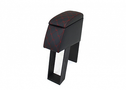 Подлокотник БАР между сидений Г-3302 (черный) экокожа стеганая, красный ромб