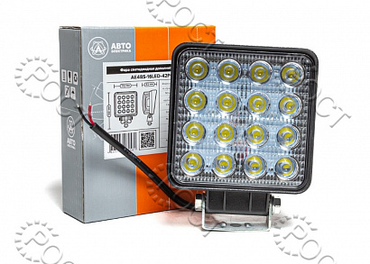 Фара светодиодная дополнительная (16 LED) рассеянный свет (квадратная 110*42*140) крепление по центру (48Вт, 12/24В)