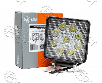 Фара светодиодная дополнительная ( 9 LED) направленный свет (квадратная 110х55х140) крепление по центру (27Вт, 12/24В)